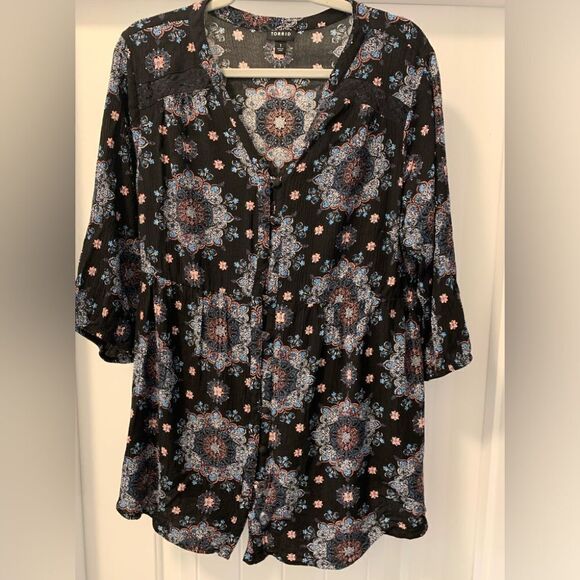 Torrid Baby Doll Gauzy V-Neck Top Size 1 (Torrid size) or 1X - Picture 1 of 4